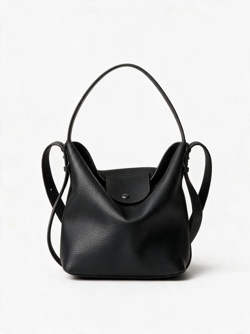 Gepunktetes Leder Schlampige Hobo Bucket Bag mit verstellbarem Riemen