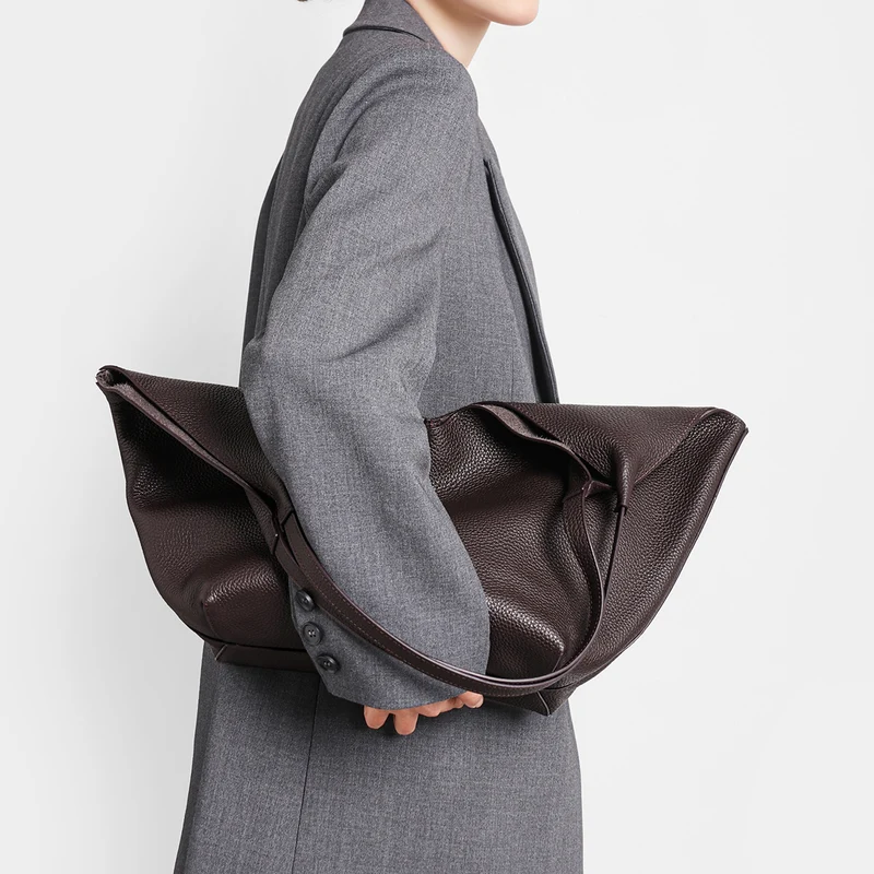 Gepunktetes Leder Große Schulter Tasche