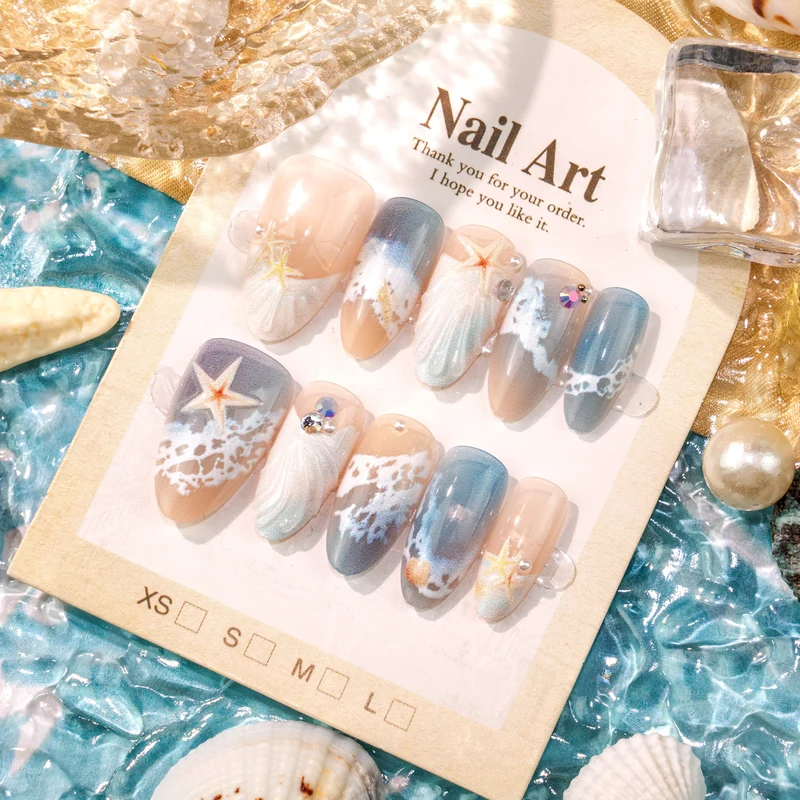 Küsten-Themen Press-On Nagelkunst Set