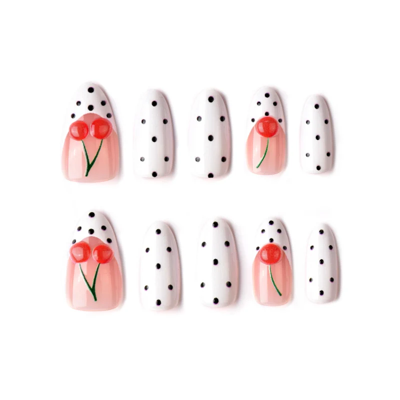Kirschthema Druck-On Nagelkunst Set