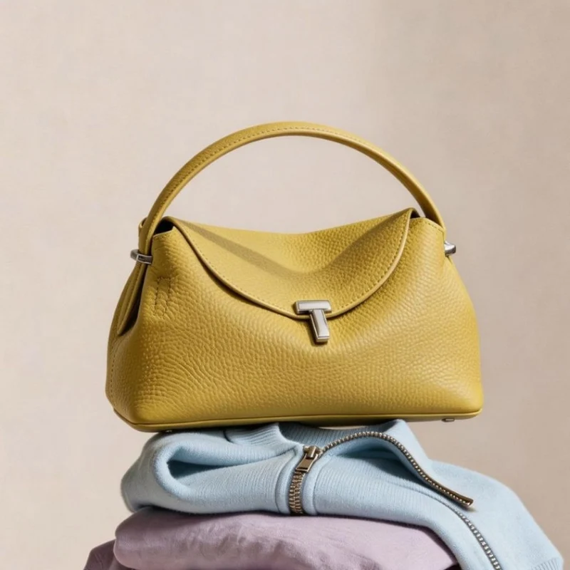 Gekurvte Umschlag-Top-Handle-Pebbled Satchel mit abnehmbarem Crossbody-Riemen