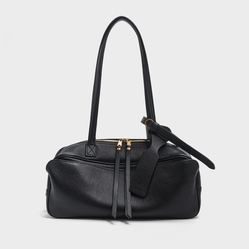 Kompakte rechteckige gepunktete Schultertasche mit Reißverschluss oben und abnehmbarem Schultergurt