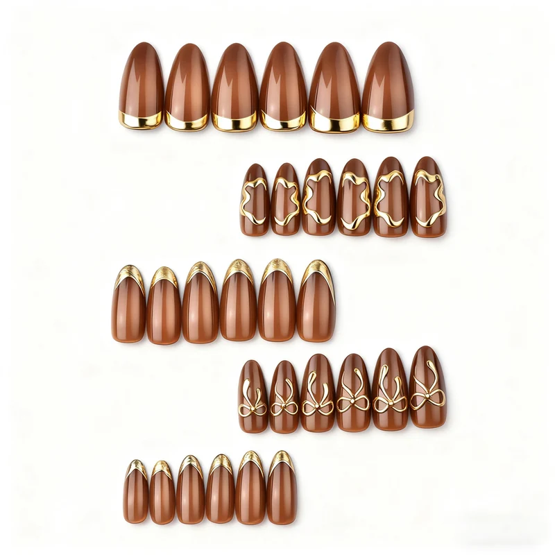 Dekorativer Metallic-Akzent Press-On-Nagelset