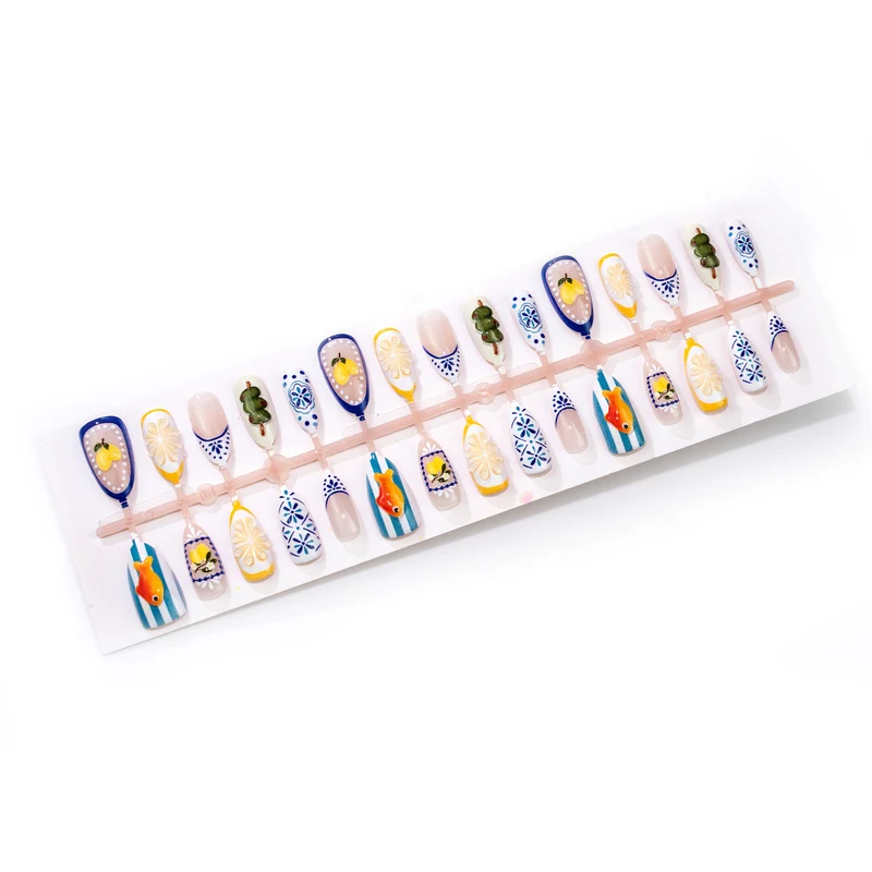 Künstlerisches tropisches Press-On Nagelset