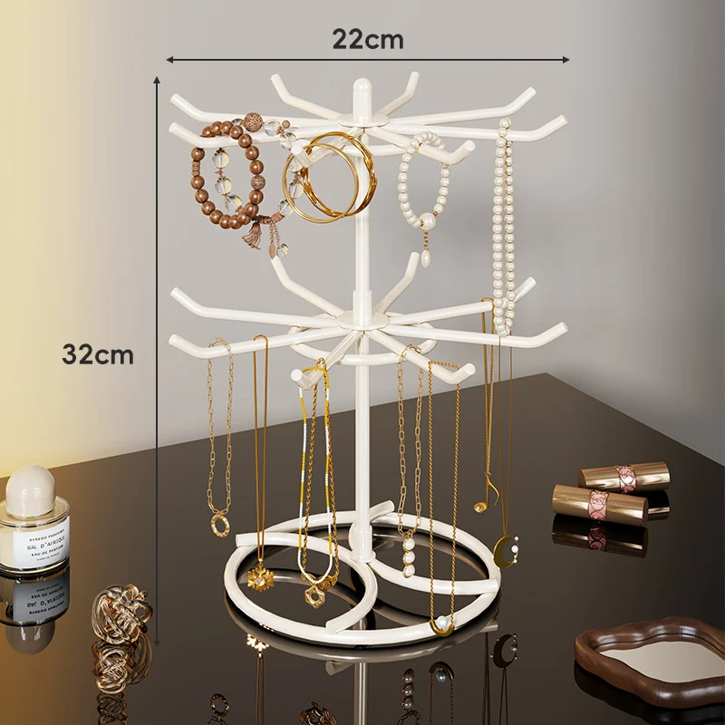 Gestufter Rotierender Schmuckorganisator Baumständer mit Multi-Arm-Haken und Ringablage