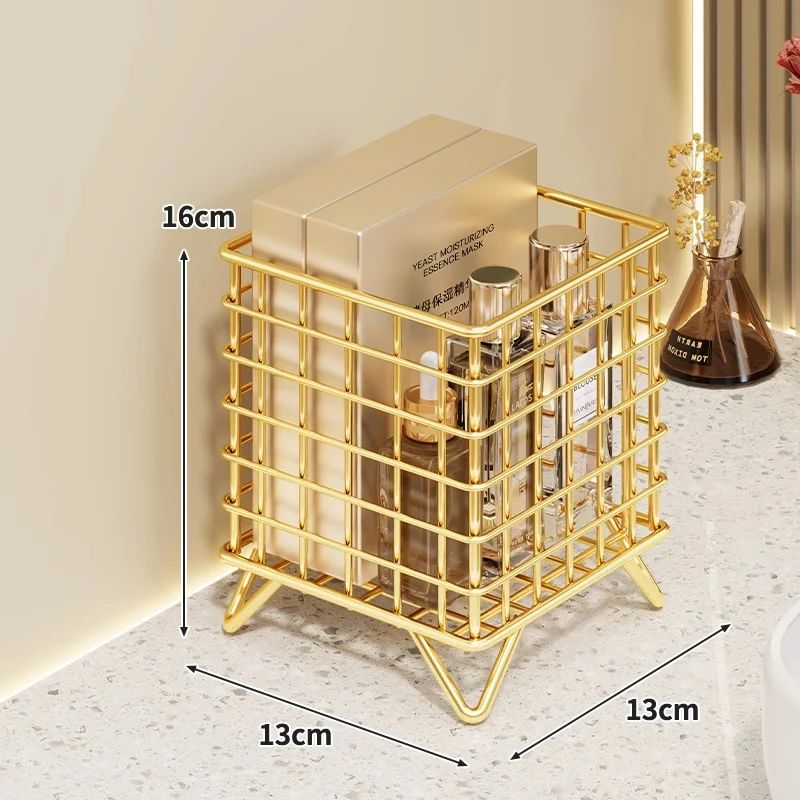 Quadratischer Metalldraht-Waschtisch-Organizer mit erhöhten Beinen