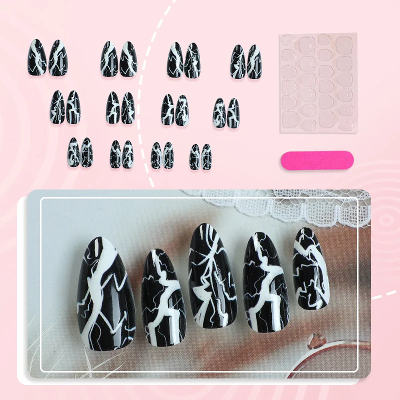 Künstlerische Blitz-Muster Press-On Nägel