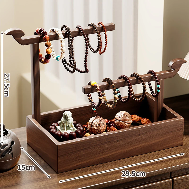 Holz Zweiseitiges Armbanddisplay und Schmuckorganisator Tray mit Aufbewahrungsbox
