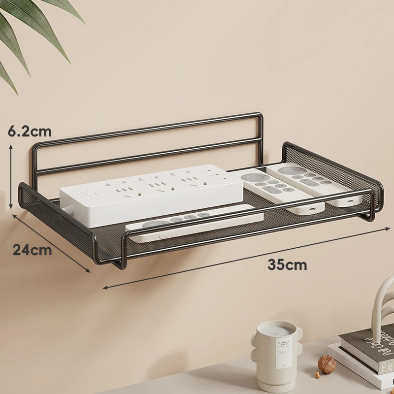 Wandmontierter Zwei-Ebenen Belüfteter Mesh Router und Power Strip Organizer