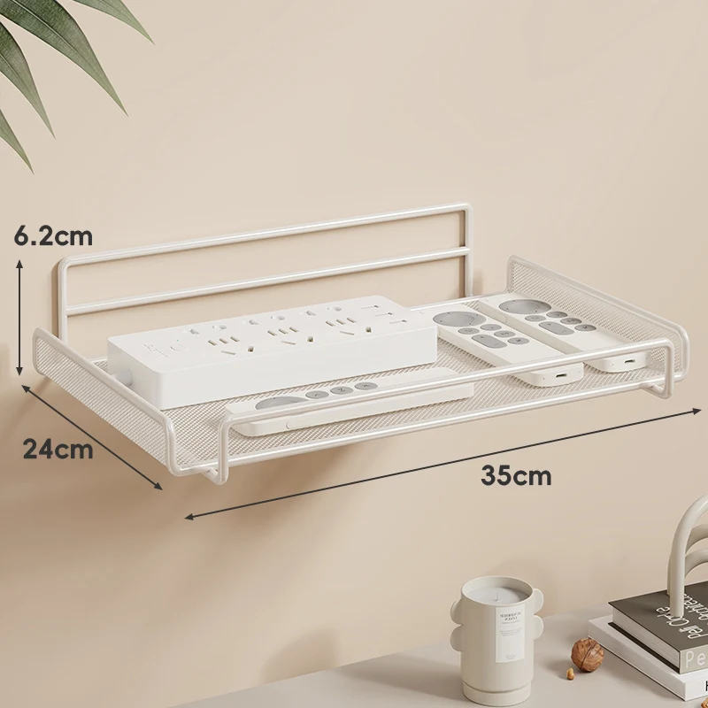 Wandmontierter Zwei-Ebenen Belüfteter Mesh Router und Power Strip Organizer
