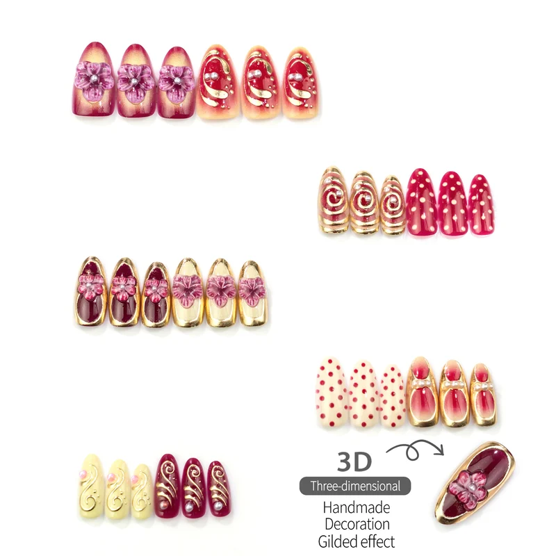Dekoratives Floral Press-On Nagelkunstset