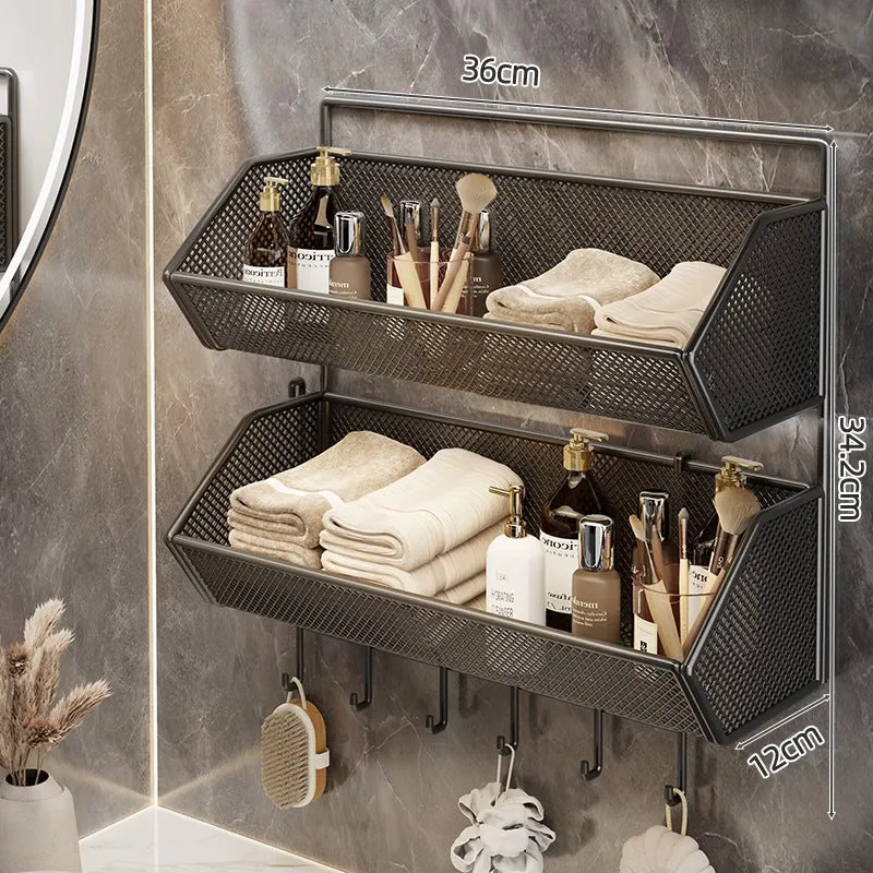 Wandmontierter Mesh-Badezimmer-Organizer-Regal