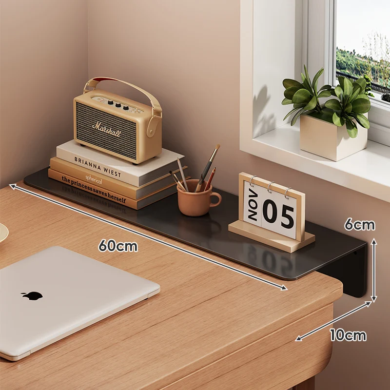 Slim schwebendes wandmontiertes Schreibtischregal Monitorerhöhung mit eleganter, gehärteter Glasoberfläche