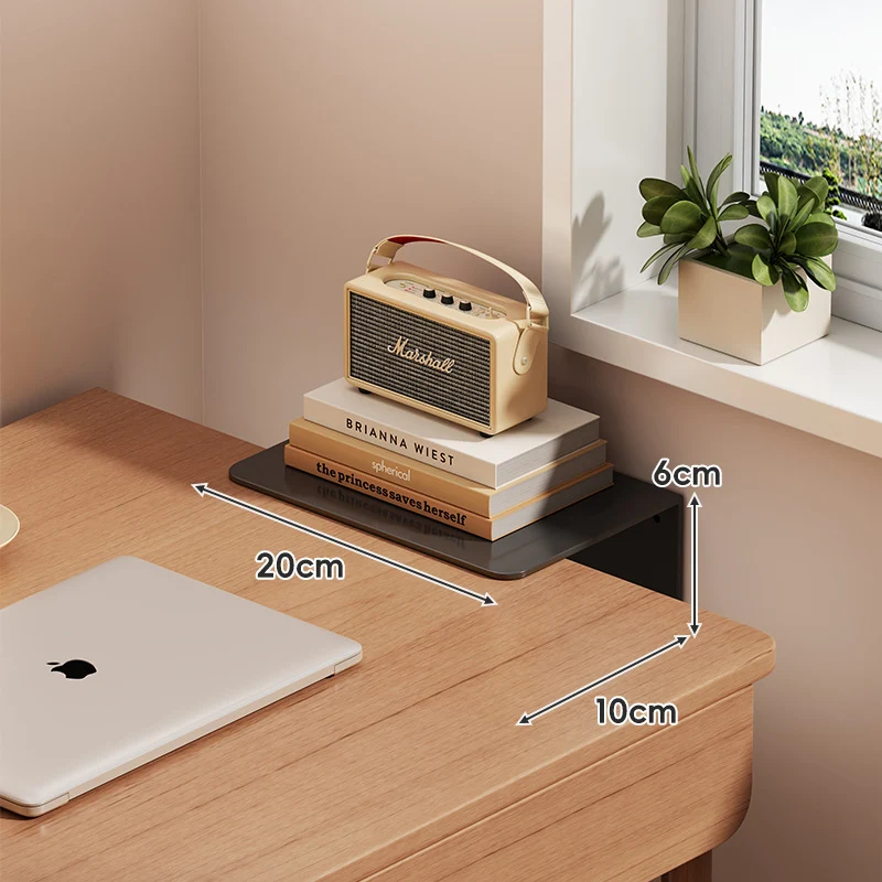 Slim schwebendes wandmontiertes Schreibtischregal Monitorerhöhung mit eleganter, gehärteter Glasoberfläche