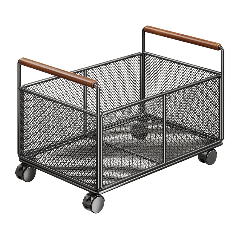 Rollwagen aus Mesh mit Holzgriffen