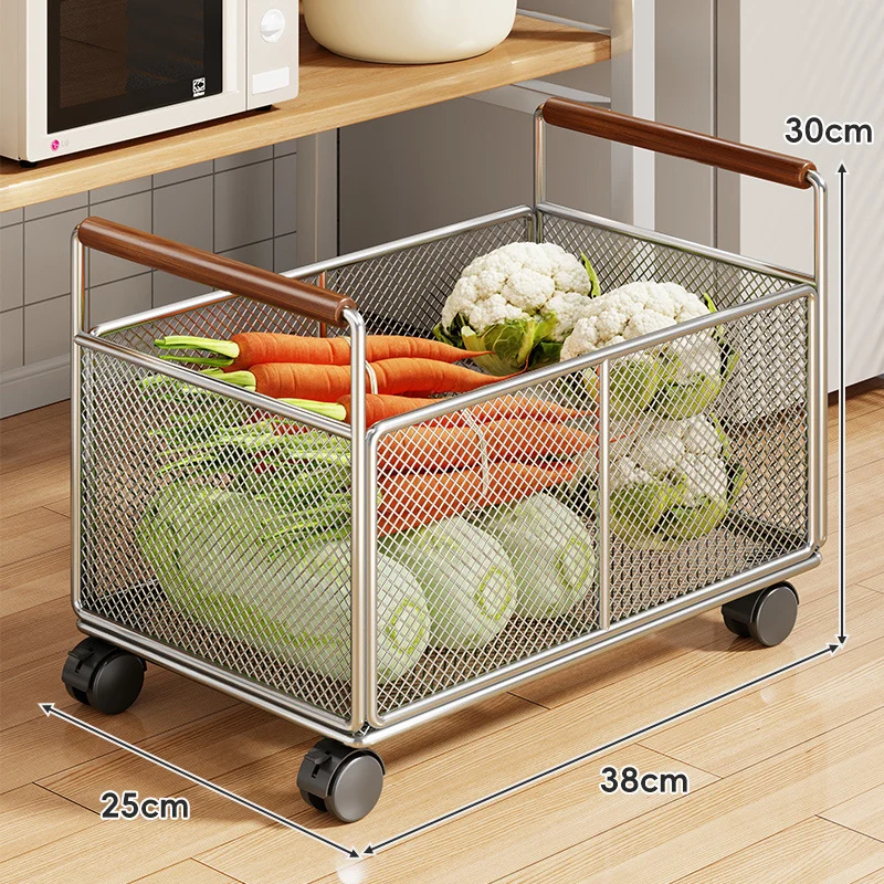 Rollwagen aus Mesh mit Holzgriffen