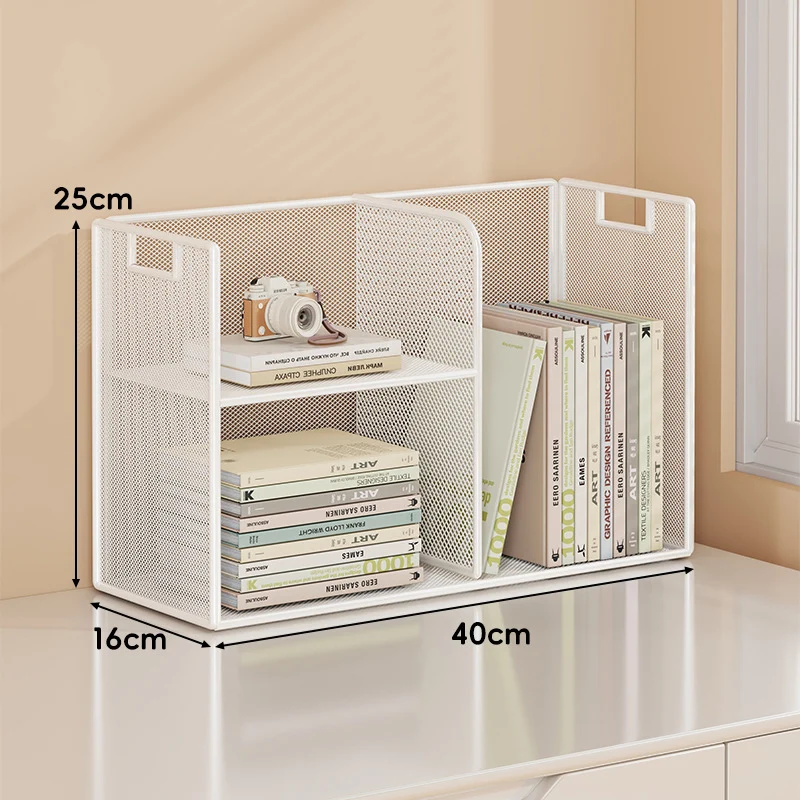 Perforiertes Metall Zwei-Ebenen Schreibtisch-Organizer-Regal mit integrierten Tragegriffen