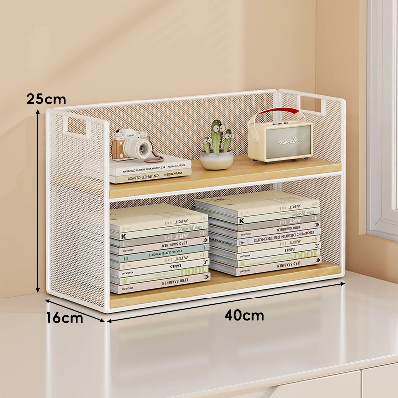 Perforiertes Metall Zwei-Ebenen Schreibtisch-Organizer-Regal mit integrierten Tragegriffen