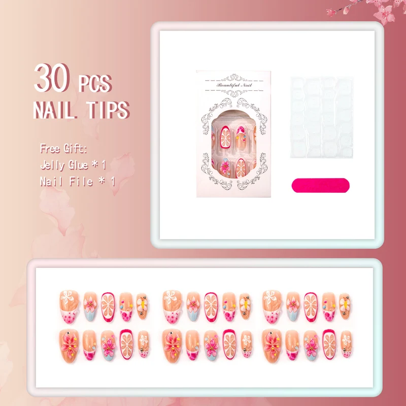 Dekoratives Floral-Nagelkunst-Set