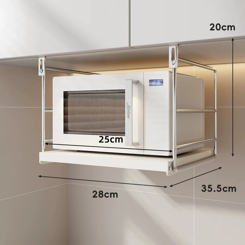 Unterbau Edelstahl Mikrowellenregal mit Schublade und verstellbaren Haken