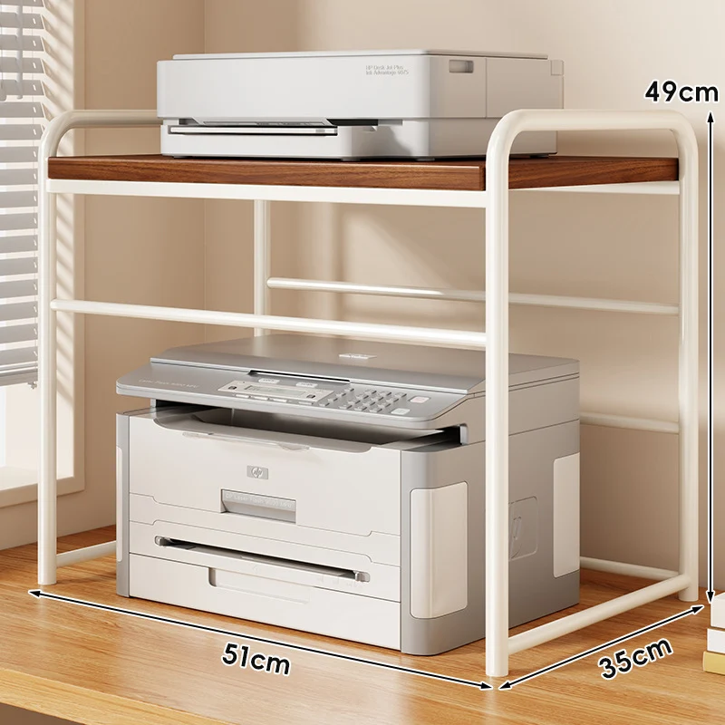Zwei-Tier Metall- und Holzdruckerstand mit schiebbarer Mesh-Schublade und Unterregal-Speicher