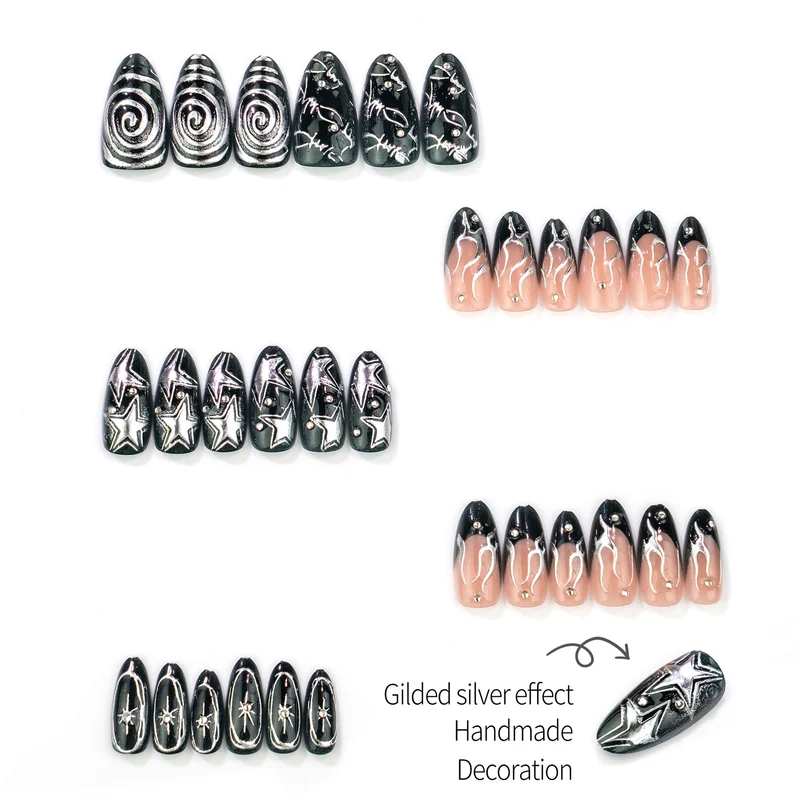 Künstlerisch von der Galaxie inspiriertes Press-On Nagelset