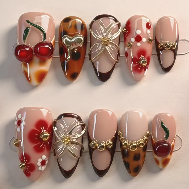 Künstlerisches Obst-Themen Press-On Nagelkunst Set