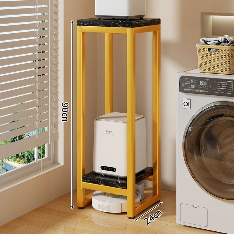 Schmaler zweistufiger Metallappliance-Ständer mit Faux-Marmor-Regalen