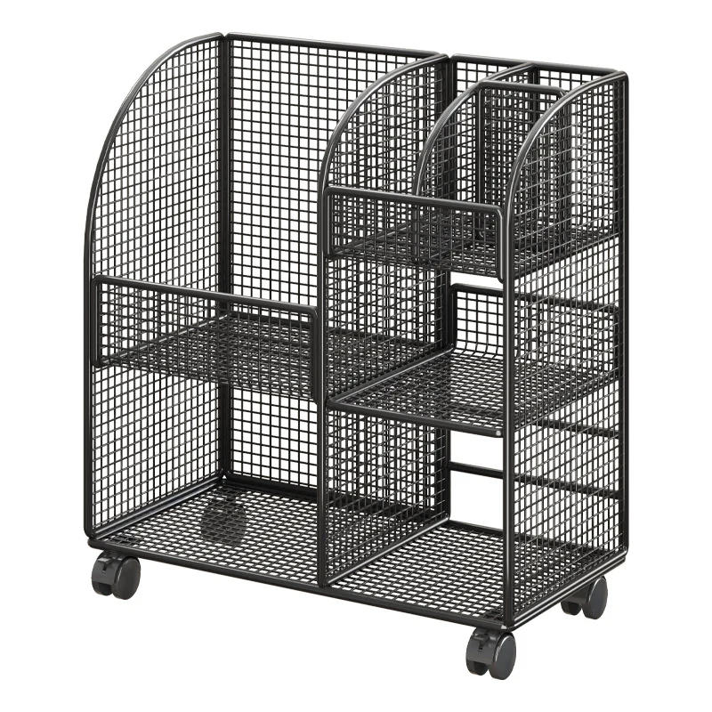 Modular belüfteter Mesh-Vorratstrolley mit geteilten Regalen und glatten arretierbaren Rollen