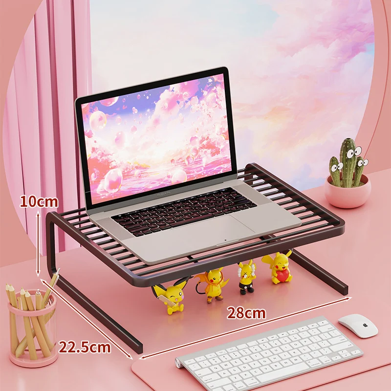 Zwei Ebenen verstellbarer Metall-Laptop- und Monitorständer mit belüfteten Lamellenregalen