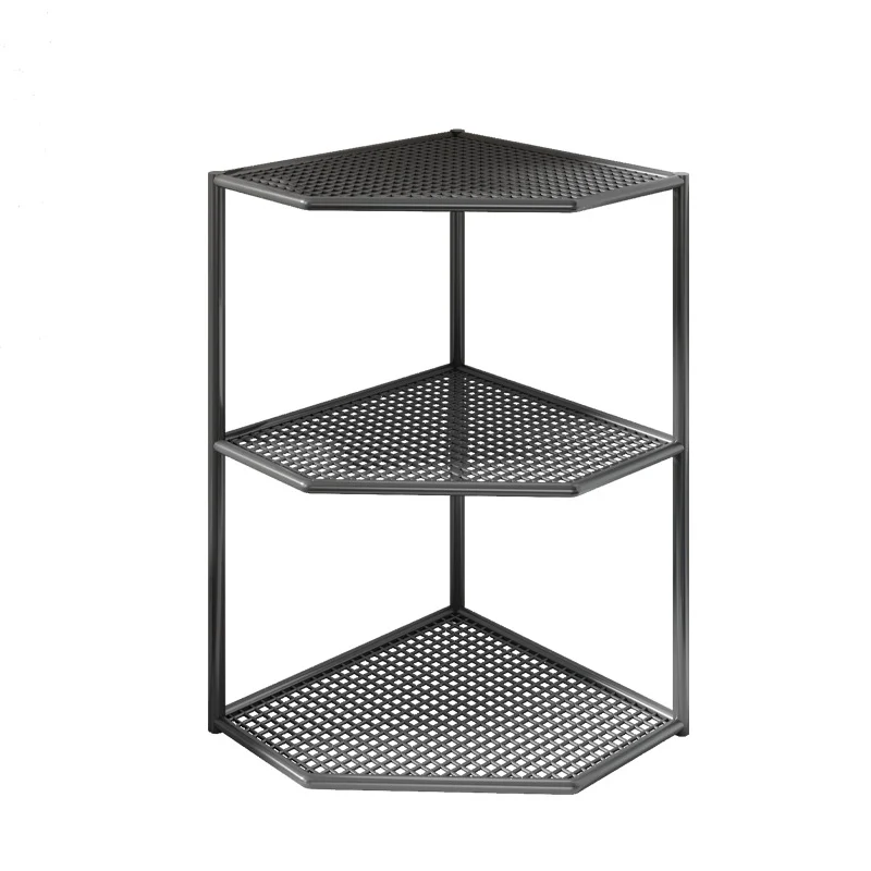 Drei-Ebenen-Eck-Küchenarbeitsplatten-Organizer-Regal mit belüfteten Metalltabletts