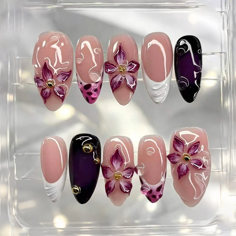 Künstlerisches Blumennagel-Set zum Aufkleben 1790738682