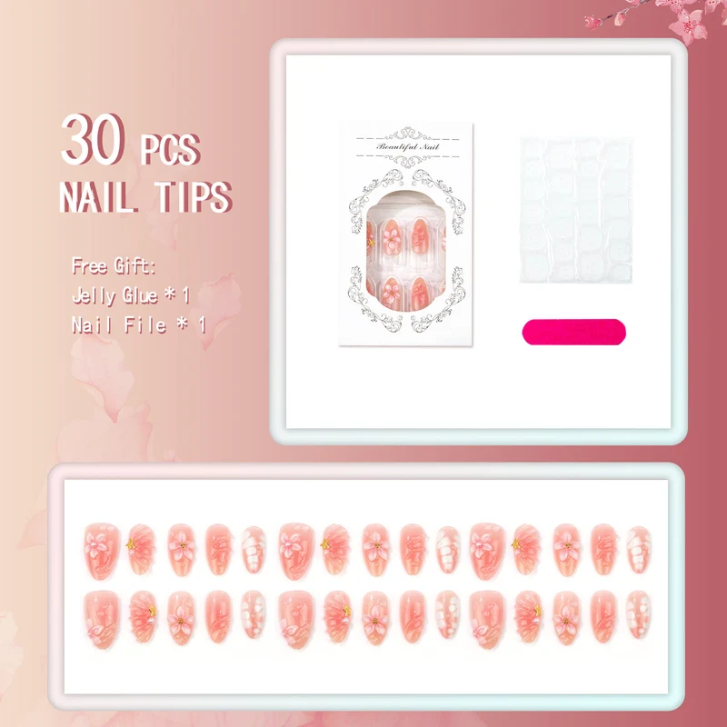 Künstlerisches Floral Press-On-Nageldesign-Kit