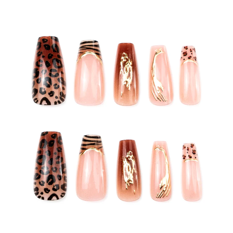 Künstlerisches Tierdruck Press-On Nagelset