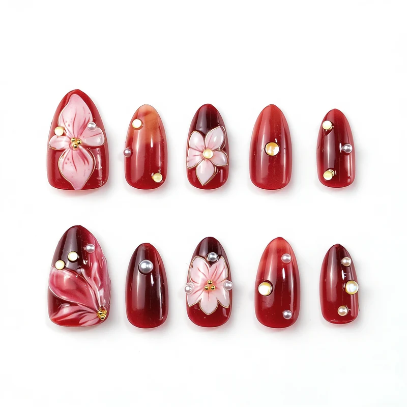 Künstlerisches Acryl Press-On Nageldesign