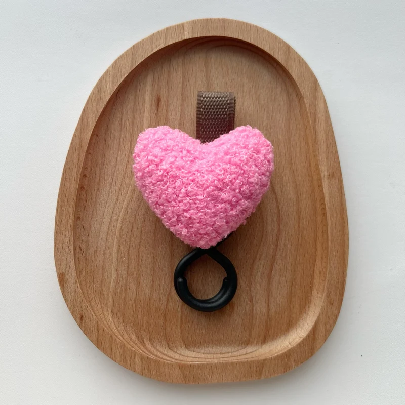Plüsch Herz Taschenanhänger Schlüsselring mit Stoffschlaufe und Gummi O-Ring