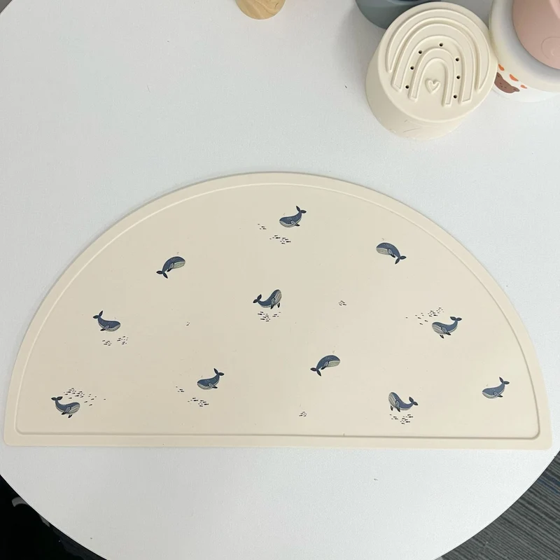 Halb-Runde Silikon Kinder-Tischmatte mit Raketen-Druck