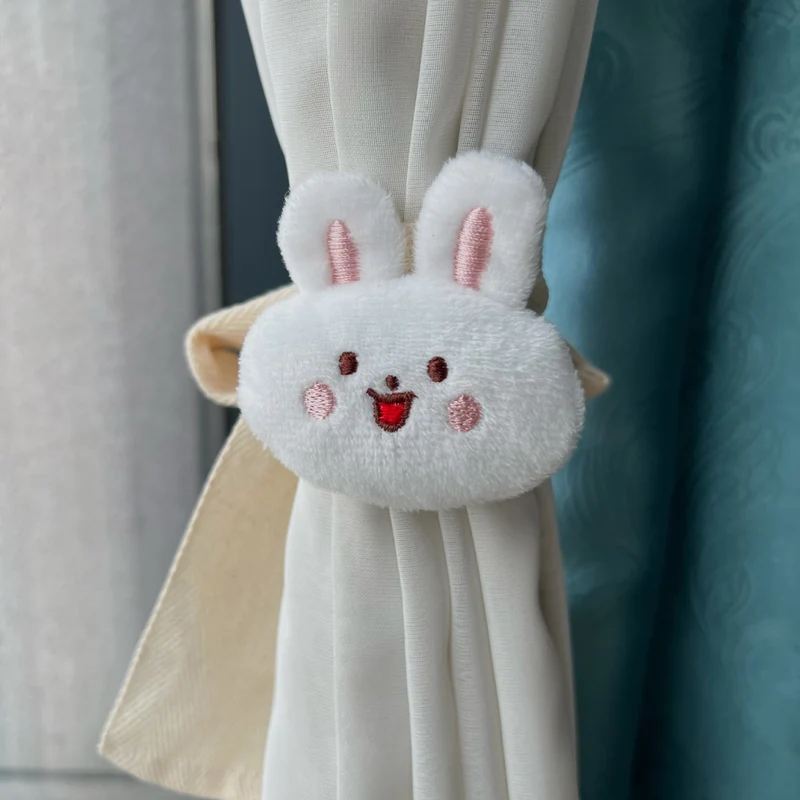 Plüsch Bären Gardinenband mit elastischer Schlaufe und weichem Teddygesicht