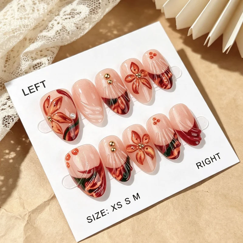 3D Floral Press-On Nagelkunst Set