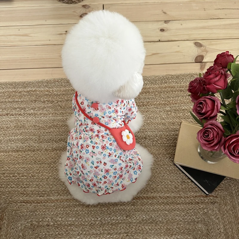 Baby Blumen Ripp Baumwollkleid mit Peter-Pan-Kragen