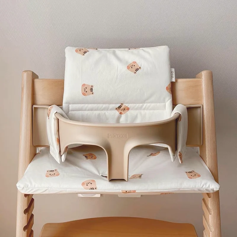 Polster-Set für Hochstuhl für Babys mit abnehmbarem Teddy-Applikation