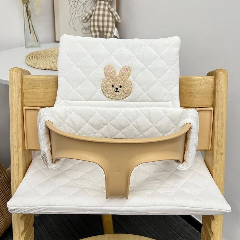 Polster-Set für Hochstuhl für Babys mit abnehmbarem Teddy-Applikation