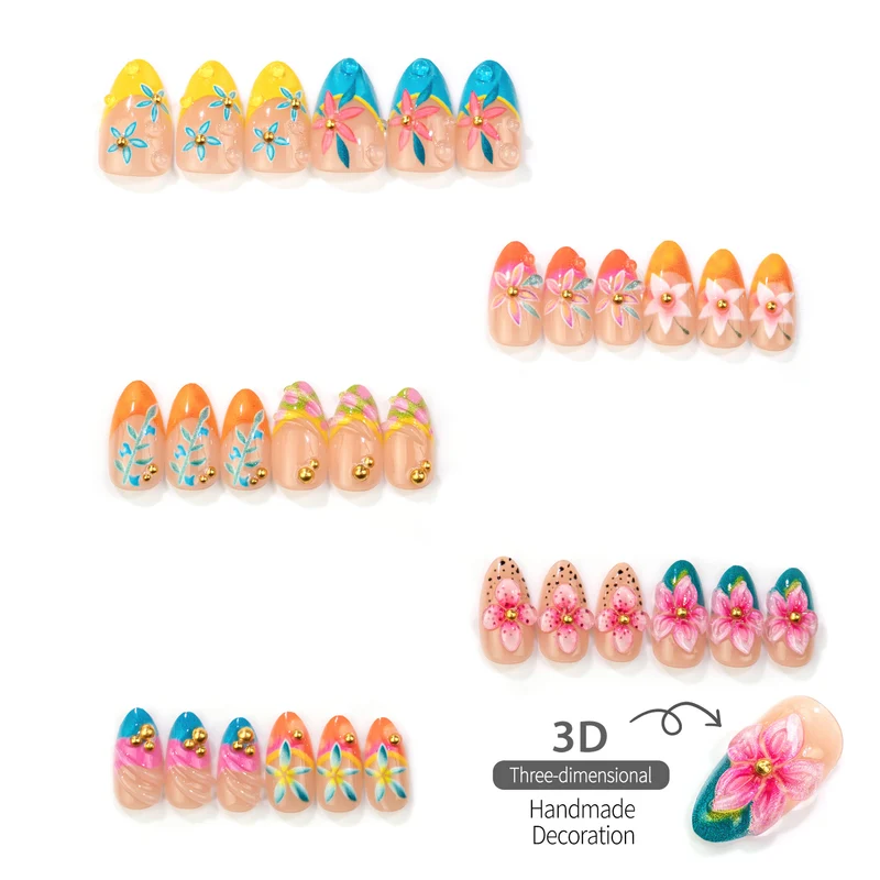 Künstlerisches Blumendesign Press-On Nägel