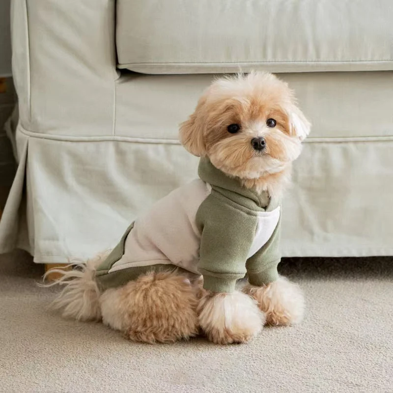 Klein Hund Fleece Hoodie mit Rippbündchen und Kapuze