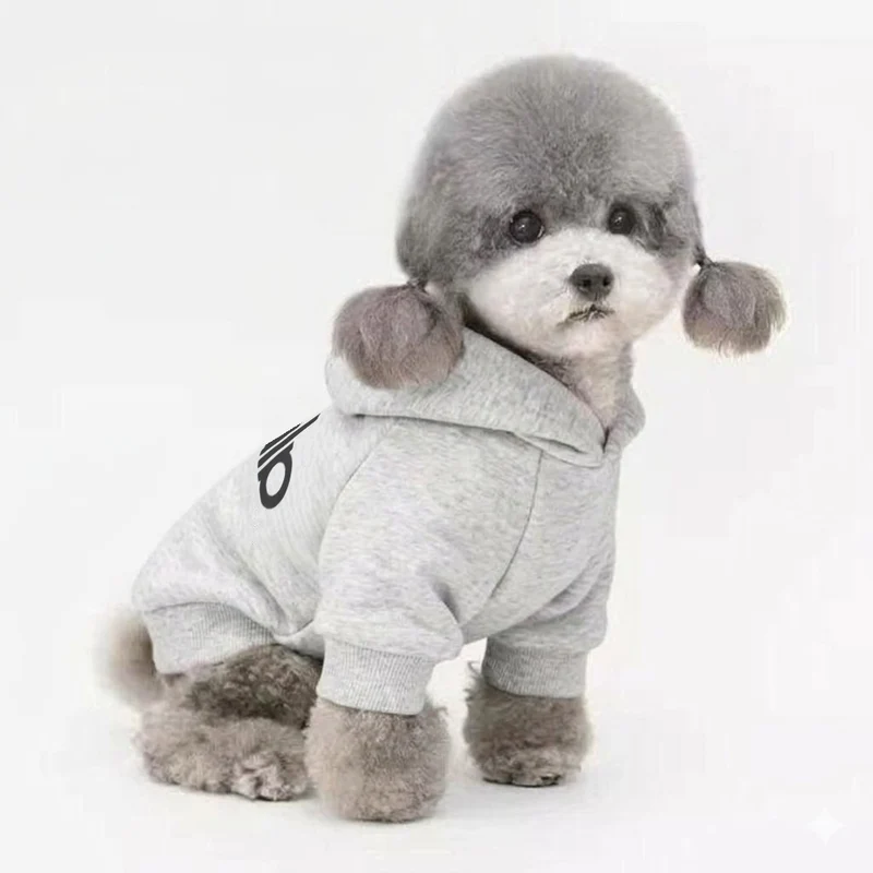 Kleine Hund Baumwollmischung Kapuzenpullover Sweatshirt mit gerippten Bündchen und Logo-Druck