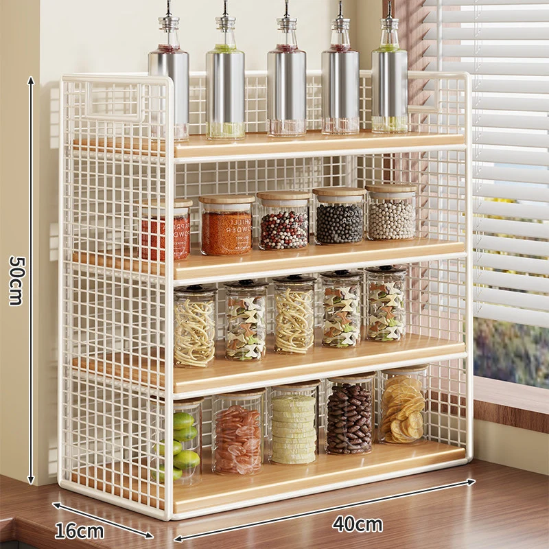 Kompakter zweistufiger Metallgitter-Theken-Gewürz- und Vorratsglas-Organizer