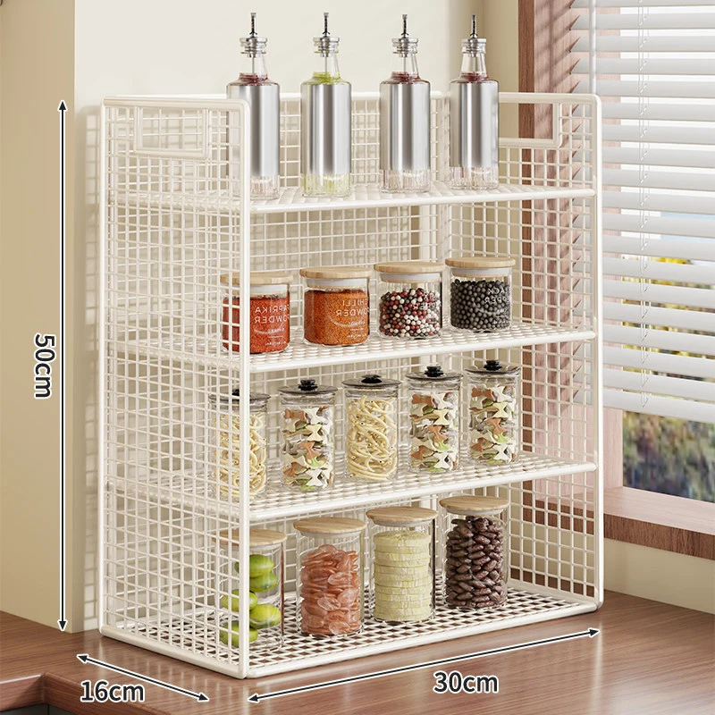 Kompakter zweistufiger Metallgitter-Theken-Gewürz- und Vorratsglas-Organizer