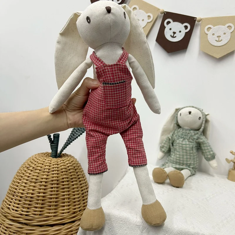 Leinen-Punkt-muster Schlappohr-Hase Puppe