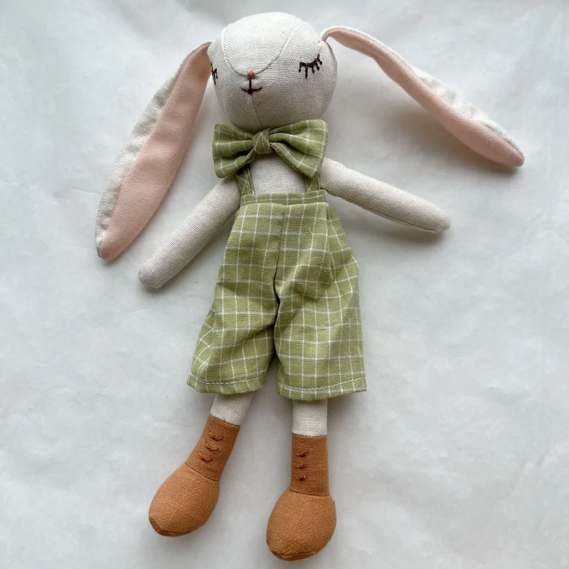 Leinen-Punkt-muster Schlappohr-Hase Puppe