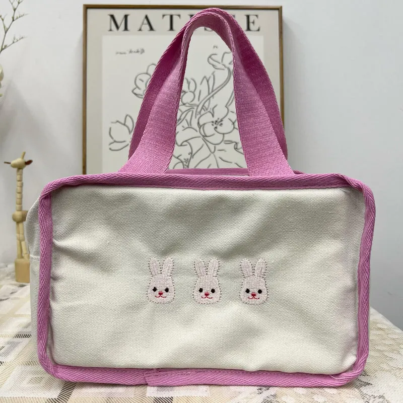 Canvas Kinder Bestickte Hasen Tasche